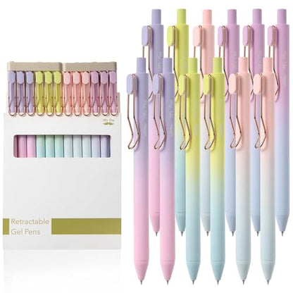 Mr. Pen- Retractable Gel Pens, 12 Pack, Black Ink, Gradient Barrel | Fine Point 0.5 mm, Fast Dry, Smooth Writing, Cute Gel Ink Pens for Drawing, Journaling, Writing Planner and School Supplies