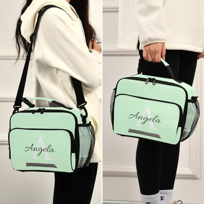 Custom Student Lunch Bag for Boys Girls Mint Green Color Personalized Name Lunch Box Insulated Cooler Bag for School Picnic Office - color: Multi10