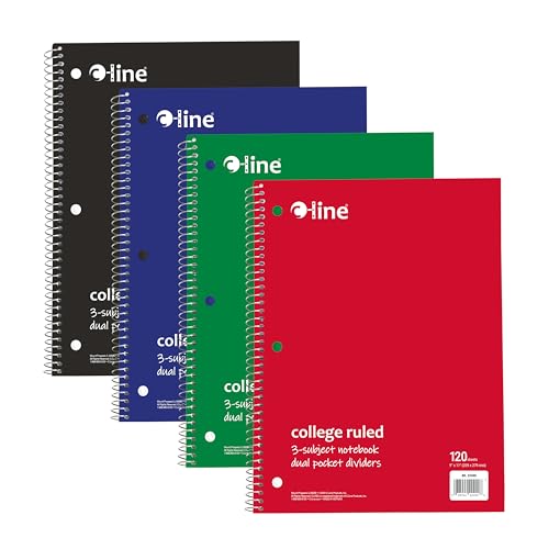 C-Line 3-Subject Notebook, College Ruled, 1 Notebook, Color May Vary (22400)