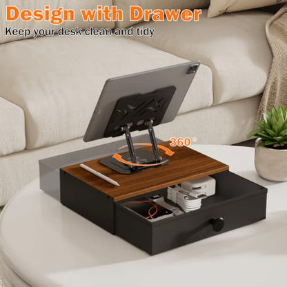 Lyuwanxian 360°Rotation Tablet Holder Stand with Drawer,Adjustable Tablet Stand for Desk,Compatible with 4.7-16.9" iPads, Surface Tablets, Portable Monitors, Kindle & More