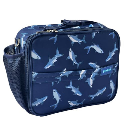 Yumbox Kids Lunch Bag, Holds Lunch Box and Water Bottle, 3 Ways to Carry, Zip Closure, Inside Zipper Netting, Wipe Clean Fabric with EVA lining for extra insulation, Shark - color: Shark