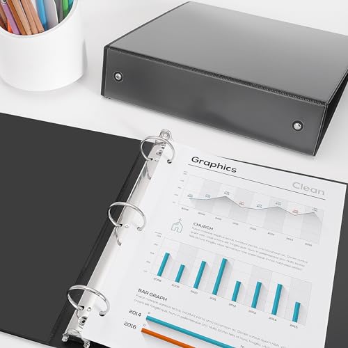 COMIX Sturdy 3 Ring Binder 1.5 inch with Clear View Cover, 1-1/2" Round Ring View Binder, PVC-Free, 2.4mm-Thick, 300 Sheets Capacity of US Letter Size Paper, Office ＆ School Supplies, 6 Pack (Black) - color: Black, size: 1.5 Inch, style: 6 Pack