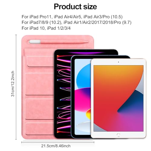 8-11 inch Tablet Sleeve Case with Pen Holder, Slim PU Lightweight Universal case with Foldable Stand for iPad 10th Generation 2022, iPad Pro 11, iPad mini6, Galaxy Tab S9/A9 Plus/A8 etc Pink - color: Pink