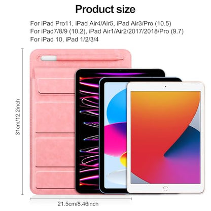 8-11 inch Tablet Sleeve Case with Pen Holder, Slim PU Lightweight Universal case with Foldable Stand for iPad 10th Generation 2022, iPad Pro 11, iPad mini6, Galaxy Tab S9/A9 Plus/A8 etc Pink - color: Pink