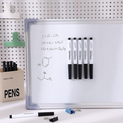 TWOHANDS Magnetic Dry Erase Markers Ultra Fine Tip,Extra Fine Point Black,Thin Whiteboard Markers With Erase for Office,Home or Planning Whiteboard,0.7mm,Low Odor,12 Count,20666 - style: Magnetic Black