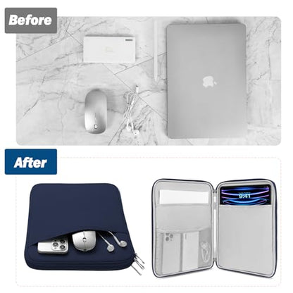 MoKo 13 Inch Tablet Sleeve Bag Carrying Case with Accessory Pocket | Fits iPad Pro 13-inch M5, iPad Air 13-inch M4/M3, iPad Pro 12.9 M2/M1 and Galaxy Tab S8+/S9+ 12.4, Dark Blue - color: Indigo, size: 12.9-13 inch