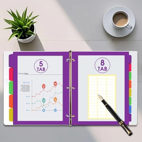8Tab Binder Dividers with Tabs, 16PCS/2 Set Letter Size Page Dividers for 3 Ring Binder, Clear Folder separators (16)