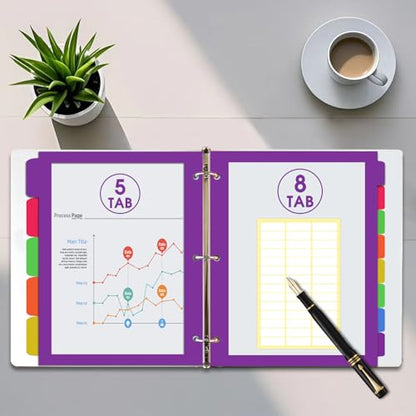 8Tab Binder Dividers with Tabs, 16PCS/2 Set Letter Size Page Dividers for 3 Ring Binder, Clear Folder separators (16)