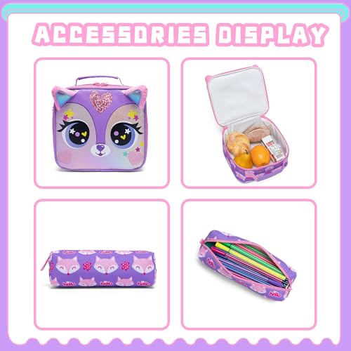 Meetbelify Rolling Backpack for Girls Backpacks with Wheels for Elementary Preschool Students Kids 3 in 1 Travel Luggage Carry on Suitcase for Girls Age 8-10 - color: Purple 01