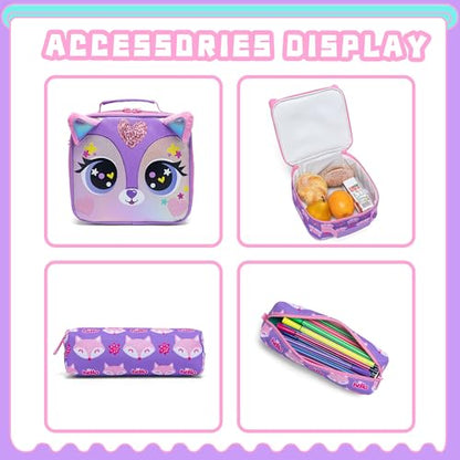 Meetbelify Rolling Backpack for Girls Backpacks with Wheels for Elementary Preschool Students Kids 3 in 1 Travel Luggage Carry on Suitcase for Girls Age 8-10 - color: Purple 01