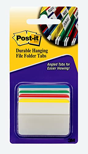 Post-it Tabs, 2 in Angled Lined, Assorted Primary Colors, 6 Tabs/Color, 4 Colors, 24 Tabs/Pack (686A-1) - color: Blue, Green, Red, Yellow, size: 2 in x 1.5 in