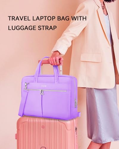 Ferkurn Laptop Bag Case Women Men Computer Bag Compatible with MacBook/HP/LG/Dell, Shoulder Strap Slim Carrying Messenger Briefcase, Purple, 14 Inch - color: Purple, size: 14 inch