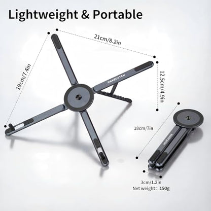 Portable Laptop Stand for Desk, 3-in-1 Adjustable Holder for MacBook, 8-Level Height & Angle, Aluminum Alloy Desktop Stand, Compatible with 4-13” iPhone, 10-16” Laptops & Tablets(Gray) - color: gray