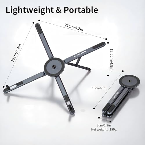 Portable Laptop Stand for Desk, 3-in-1 Adjustable Holder for MacBook, 8-Level Height & Angle, Aluminum Alloy Desktop Stand, Compatible with 4-13” iPhone, 10-16” Laptops & Tablets(Gray) - color: gray