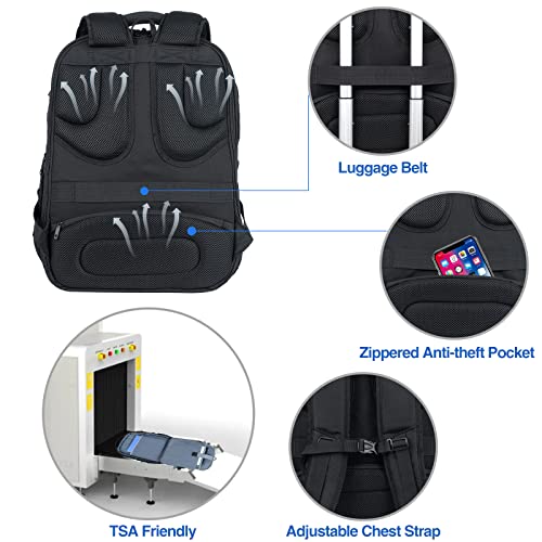 KROSER TSA Friendly Travel Laptop Backpack 18.4 inch XXXL Gaming Backpack Water-Repellent College Daypack Business Backpack with RFID Pockets & USB Port for Men/Women-Black | TSA Friendly