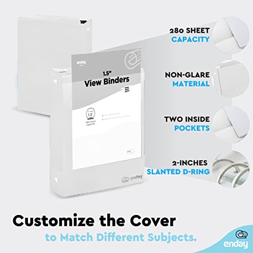 Enday 3 Ring Binder 1.5 Inch, White Heavy Duty Three Ring Binder, 325 Sheets Capacity - 1.5 Inch Binder for Home School and Office - color: White, size: 1.5-Inch
