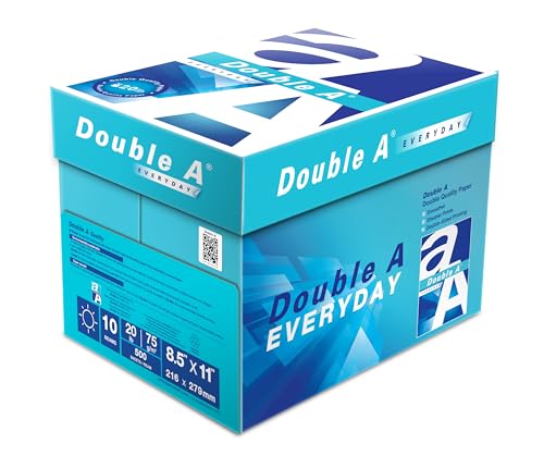 Double A Everyday Multipurpose Copy Printer Paper, Letter Size 8.5" x 11", 96 Brightness, 20 lb, 10 Reams (5000 Sheets)