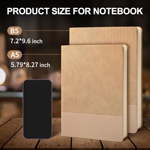 Lined Journal Notebook for Work College Ruled Note Book7.2" x 9.6" B5 PU Leather Daily Journaling 160 Pages for Women Men Writing Home School Supplies Business (Khaki) - color: 01-Khaki-1pack, style: B5 Lined 160pages