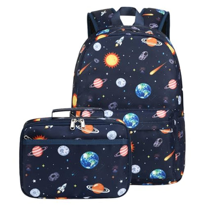 CAMTOP Backpack for Kids, Boys Girls Preschool Backpacks with Lunch Box Toddler Kindergarten School Bookbag Set (Blue Planet) - color: Blue Planet