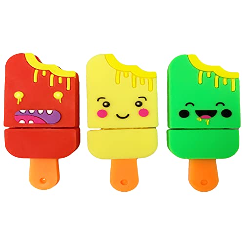 BorlterClamp USB Flash Drive Pack of 3 Pcs (32GB x 3), Cute Popsicle-Shaped USB Drive Thumb Drive Memory Stick for External Data Storage - color: Popsicle Model 32GB*3