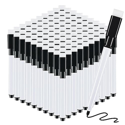RETON 100 Pcs Magnetic Dry Wipe White Board Markers Pens, Dry Erase Marker with Eraser Cap, 4.4 In Mini Markers with Fine Tip for Classroom, Office, Hospital, Home and Factory (100 Pcs, Black) - size: 1 Count (Pack of 100)