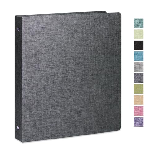 3 Ring Binder 1 Inch for 8.5" x 11" Paper, Planner Binder with Linen Hardcover and 2 Interior Pockets Paper for Organization of School, Business and Home - color: Darkgrey, size: 1PACK