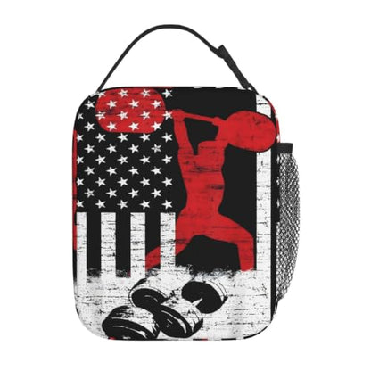 Weightlifting American Flag Lunch Bag 10In | Insulated Lunch Box Reusable Tote Bag For Picnic Office For Women Men - color: Style 4