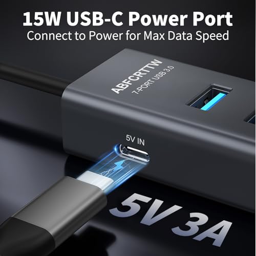 6Ft 7-Port USB Hub 3.0 for Desktop, 4 USB-A & 3 USB-C Ports Aluminium 5Gbps USB Extender Hub, USB Splitter, USB Hub Long Cable for Desktop, PC, Flash Drive, Mobile HDD SSD, Windows/XPS - size: 6Ft