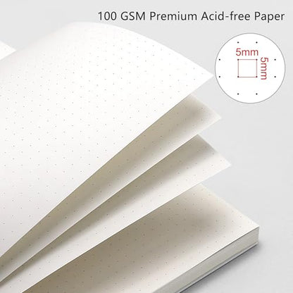 RETTACY Dotted Journal Notebook, 3-Pack, 160 Pages per Pack, A5 Medium Size (5.7'' × 8.3''), 100 GSM Thick Paper, Spiral-bound, Flexible Plastic Cover, for Journaling, Planning, Tracking - color: Transparent, style: Dotted