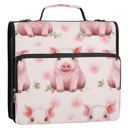 Ping Pig Waterproof Zipper Binder with Shoulder Strap, 3-Ring Trapper Keeper with Lay-Flat Design and Multiple Compartments for School & Office, Adults & Kids