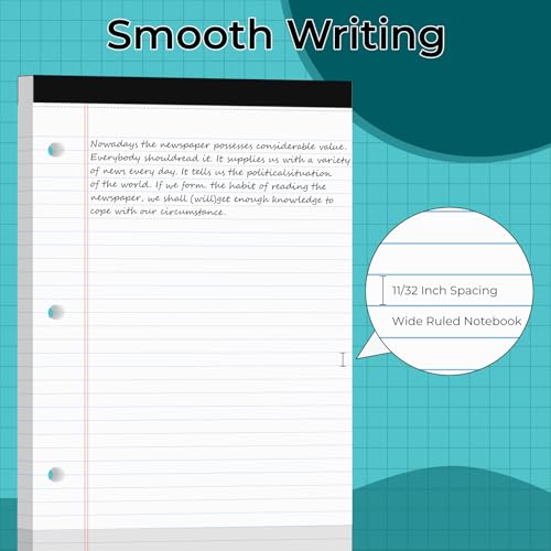 Legal Pads 8.5x11, 50 Sheets/Pack,6 Pack,3-Hole Punch & Perforated Writing Pads, Wide Ruled White Lined Paper, Notebook 8.5x11.75, Notepads 8.5x11 for Business, School and Office Supplies - style: 6 Pack-3Hole