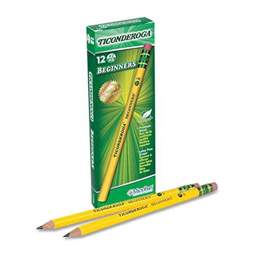 Dixon Ticonderoga Beginners Primary Size #2 Pencils with Erasers, Yellow (13308) (4-Pack of 12)