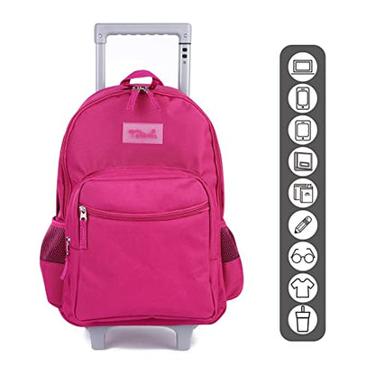 Tilami Rolling Backpack 18 inch Double Handle Wheeled Boys Girls Travel School Children Luggage Toddler Trip, Deep Pink - color: Deep Purple