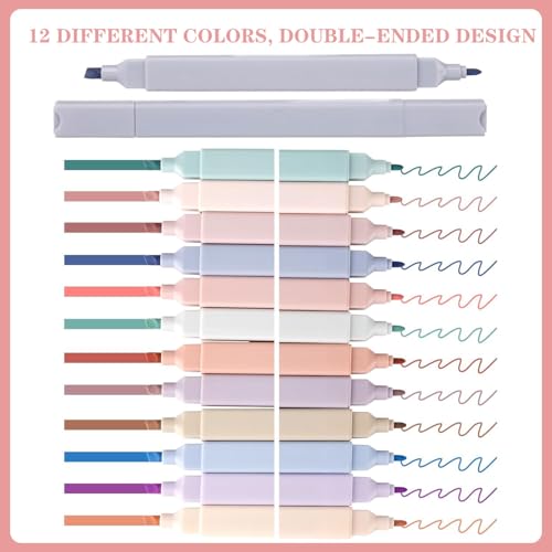 Bible Journaling Kit 12 Pastel Bible Highlighters Dual Tips and 2 Smooth Bible Pens, 400 Sheets Labels for Annotating Books, 200 Sheets 3 x 3 Inch Sticky Notes, Bible Study Kit for Office School