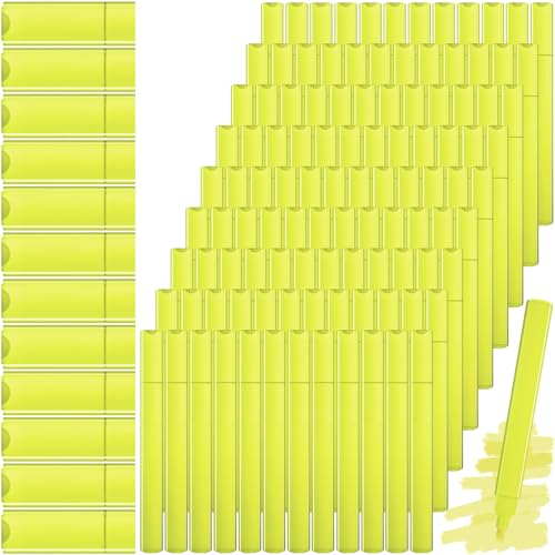 Marspark 120 Pcs Highlighters Bulk Chisel Tip Aesthetic Bright Yellow Colors No Bleed Marker Pens for Journal Planner Notes Study Office Supplies (Bright Yellow Colors) - color: Bright Yellow
