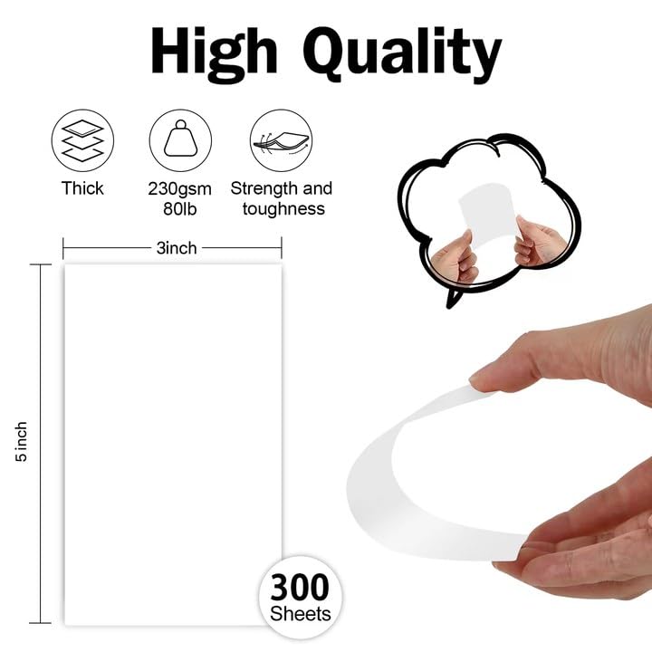 Goefun 300 Pack White Blank Index Cards 3x5 Unlined Note Cards 80lb | Goefun 80lb Heavy Duty Cardstock Thick Paper for Postcards, Photo Paper, Syllable Boards - color: white, size: 3×5-300pack
