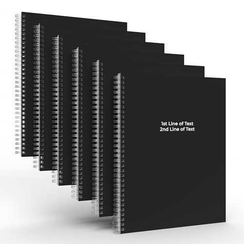 Custom Spiral Notebook Journals with a Black Colored Cover - 6 Pack of 8.5" x 11" – College Ruled, Hard Cover, 50 Sheets Per Book – For Journaling, Office, School Supplies, etc. - color: Black, size: 8.5" x 11"