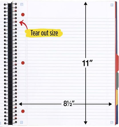 Five Star Advance Spiral Notebook + Study App, 3 Subject, College Ruled Paper, 8-1/2" x 11", 150 Sheets, Spiral Guard, Movable Tabbed Dividers, Pacific Blue (73138) (Pack of 6) - color: Pacific Blue, size: Pack of 6