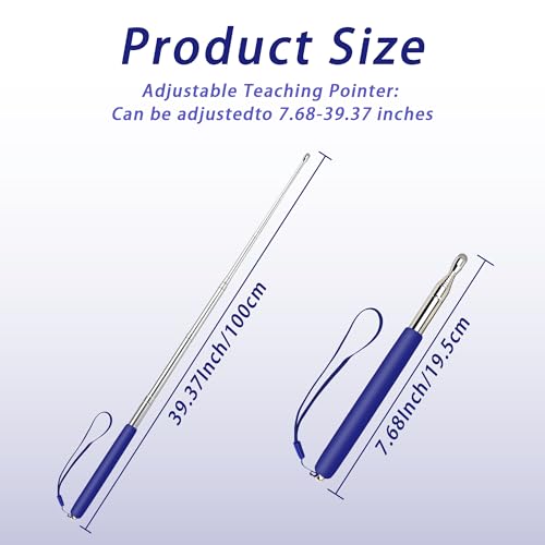 Retractable Teacher Pointer, Pointer Stick with Stylus Smooth Sensitive Tablet Pen, Pointers for Classroom, Teacher Coach Presenter Pointer, Pointer Finger Stick, Blue(with Lanyard) - color: Blue