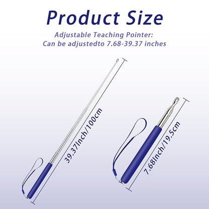 Retractable Teacher Pointer, Pointer Stick with Stylus Smooth Sensitive Tablet Pen, Pointers for Classroom, Teacher Coach Presenter Pointer, Pointer Finger Stick, Blue(with Lanyard) - color: Blue