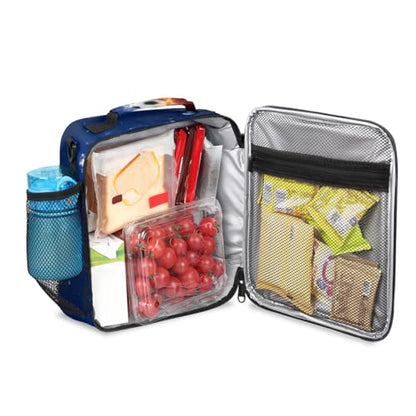Pardick Soccer Lunch Box for Boys Insulated Kids Lunch Box Reusable Leakproof Lunch Bag Thermal Cooler Tote Picnic Lunchbox with Adjustable Shoulder Strap Back to School Gifts for Teens Boys Students - color: Fire Water Soccer