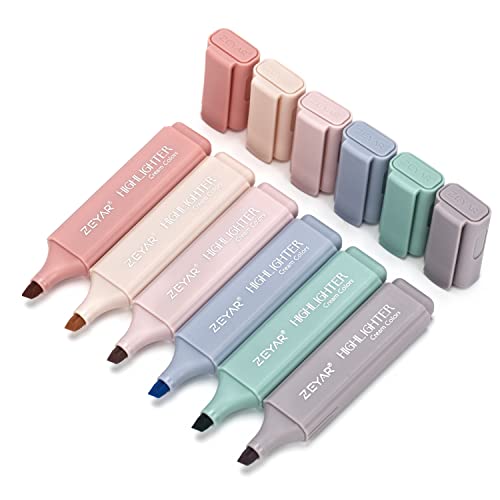 ZEYAR Highlighter Pen, Cream Colors Chisel Tip, Aesthetic Highlighter Marker, Water Based, Quick Dry, No Bleed, for Bible Study Notes Office (6 Youth Colors) - color: 6 Youth Colors