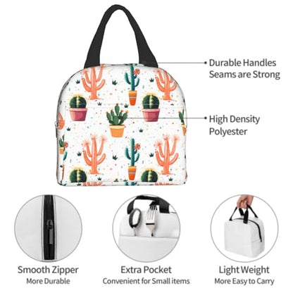 Cactus Lunch Bag Succulent Floral Insulated Lunch Tote Bags Container Reusable Cooler Lunch Box for Teens Kids Adult Office Outdoor - color: Cactus