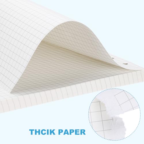 PATIKIL A5 Grid Refill Paper 6-Ring Binder Loose Leaf Planner Filler Paper Planner Inserts, 80 Sheets/160 Pages, Lined - size: A5, style: Grid
