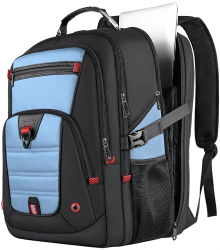 Z-MGKISS Extra Large Backpack for Men,Gaming Travel Bag Fit 18.4-19" Laptop | Long-Term Durability, TSA Friendly,Anti-Theft,Large Capacity,Water Resistant,Heavy Duty,Daypack for Gym College Business Work - color: Lake Blue, size: 18.4 Inch (22''x15''x12''