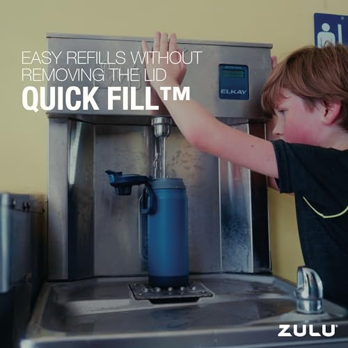 ZULU Powerfill Pro 18oz Kids Stainless Steel Water Bottle with Quick Fill Lid, Triple Wall Vacuum Insulated, Leak Proof Locking Lid, Sip & Chug, Reusable, BPA Free, Dishwasher Safe, Tonal Black - color: Tonal Black