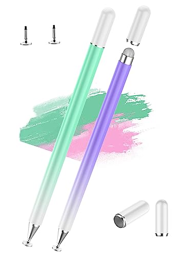 Stylus Pens for Touch Screens, High Precision Magnetic Disc Universal Stylus Pen for iPad, 2-in-1 iPad Pen Compatible with iPhone/iPad/Android Tablets/Nintendo Switch and so on(Green/Purple) - color: Green+Purple