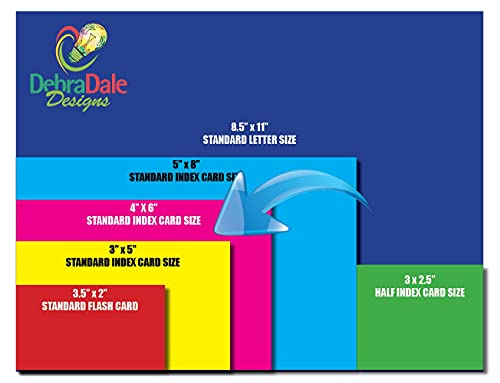 Debra Dale Designs - 4" x 6" Blank Index Cards Study Box System with Thick Bright Dividers - 200 Cards - 4 Rings - Premium Plus 326 gsm cardstock - 15 Point Thickness - Perfect for Advanced Students - style: 4 x 6 Blank Punched