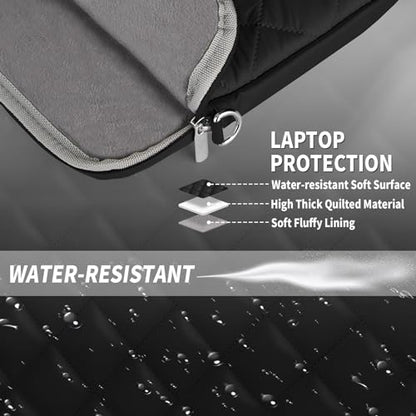 Puffy Quilted Laptop Sleeve with a Removable Shoulder Strap Compatible with MacBook Air 13 inch M2 A2681 M1 A2337 A2179 A1932 2023-2018/Pro 13 M2 M1 A2338 A2251 A2289 A2159 A1989 A1706 A1708 - color: Sleeve - Black, size: 13 inch