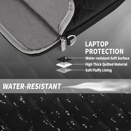 Puffy Quilted Laptop Sleeve with a Removable Shoulder Strap Compatible with MacBook Air/Pro, 13-13.3 inch Notebook, Compatible with MacBook Pro 14 inch M3 M2 M1 Chip 2023-2021 - color: Sleeve - Black, size: 13-13.3 inch